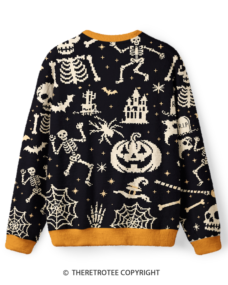 TheRetroTee Spooky Skeleton Halloween Sweater