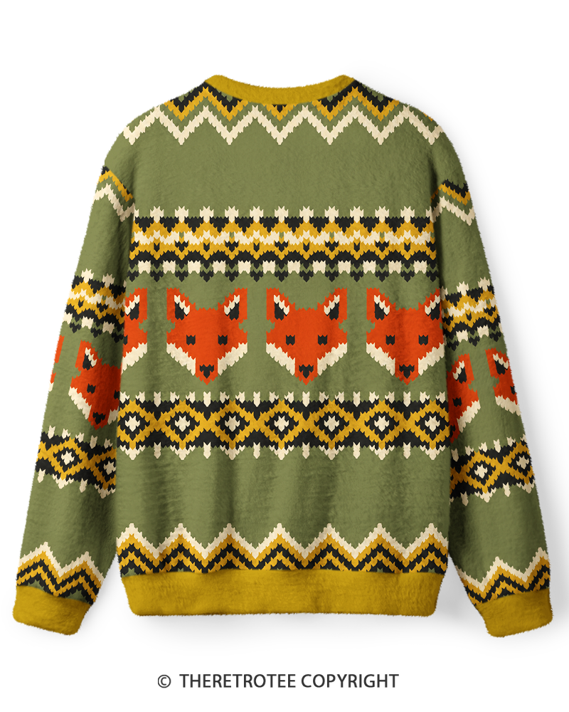 TheRetroTee Fair Isle Fox Head Sweater