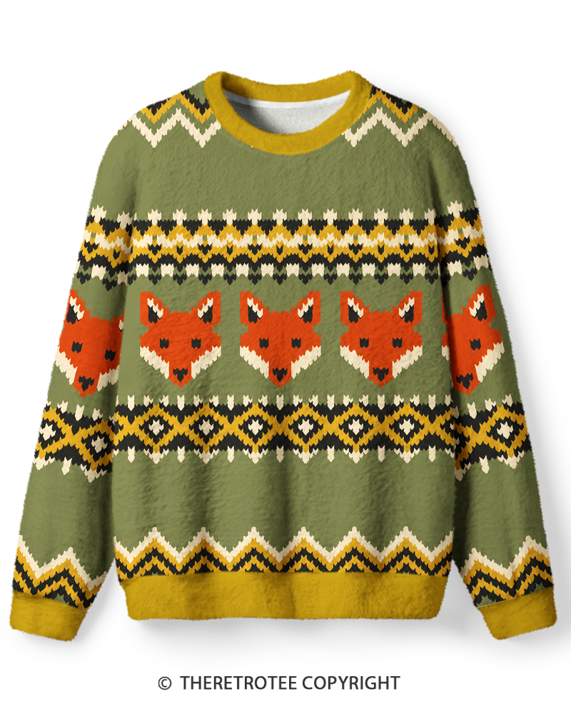 TheRetroTee Fair Isle Fox Head Sweater
