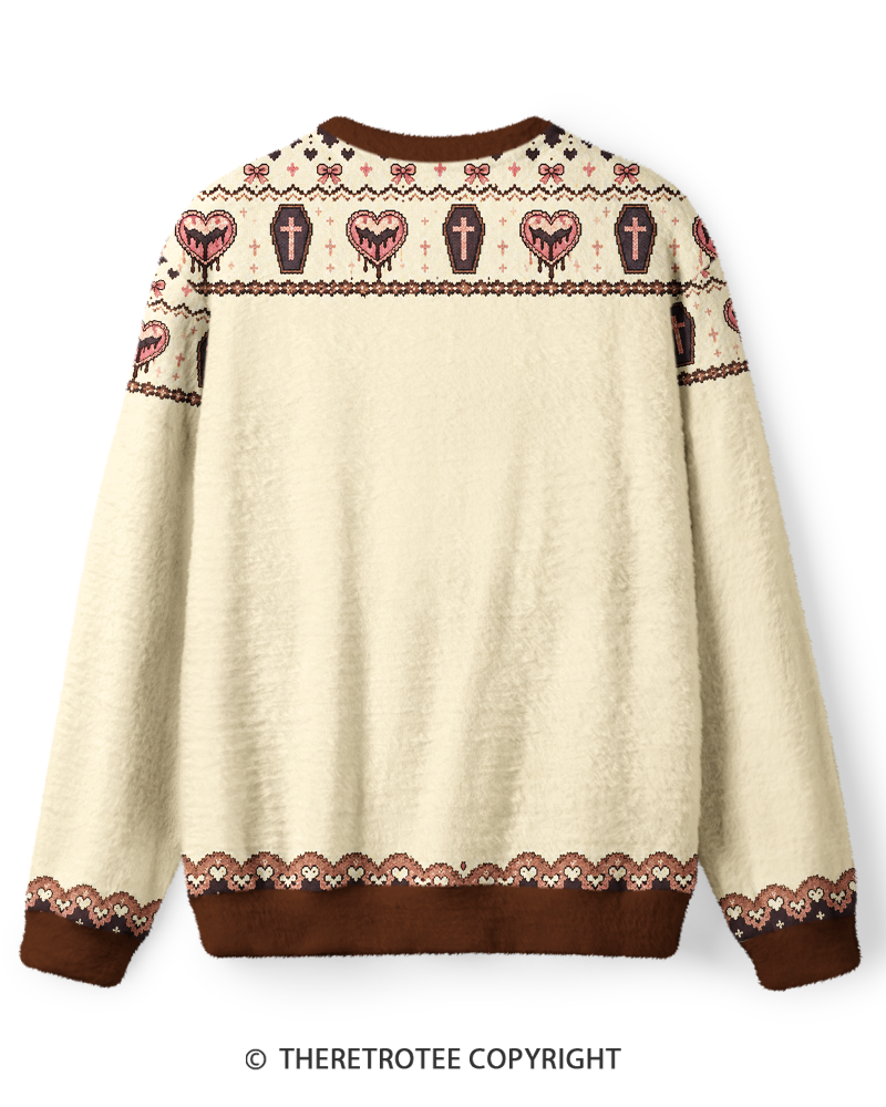 TheRetroTee Trick Or Treat Heart Skull Sweater