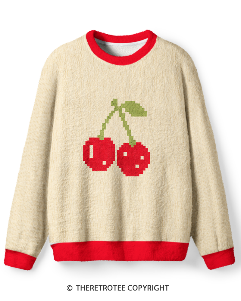 TheRetroTee Pixel Cherry Knit Sweater