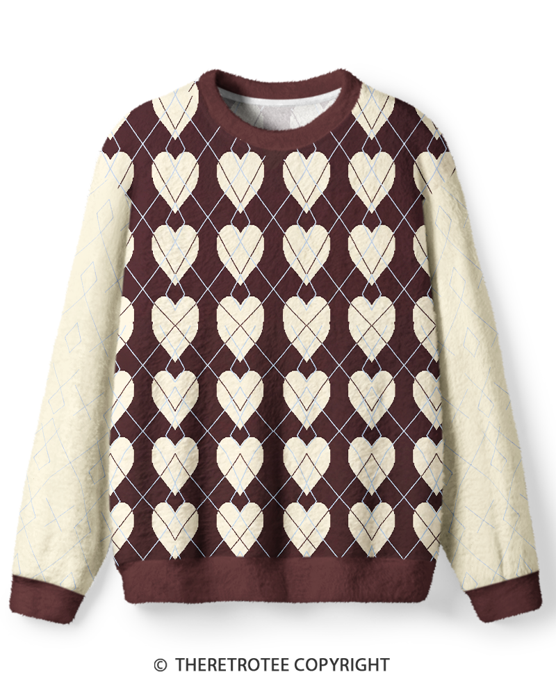 TheRetroTee Argyle Heart Sweater