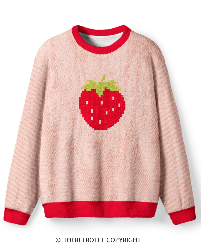 TheRetroTee Pixel Strawberry Sweater
