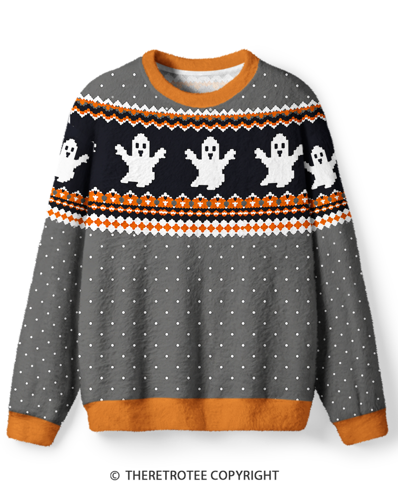 TheRetroTee Ghost Pixel Knit Sweater