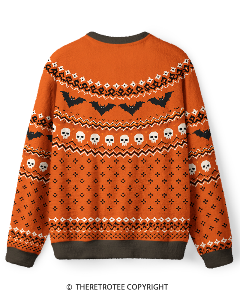TheRetroTee Bat Skull Fair Isle Sweater