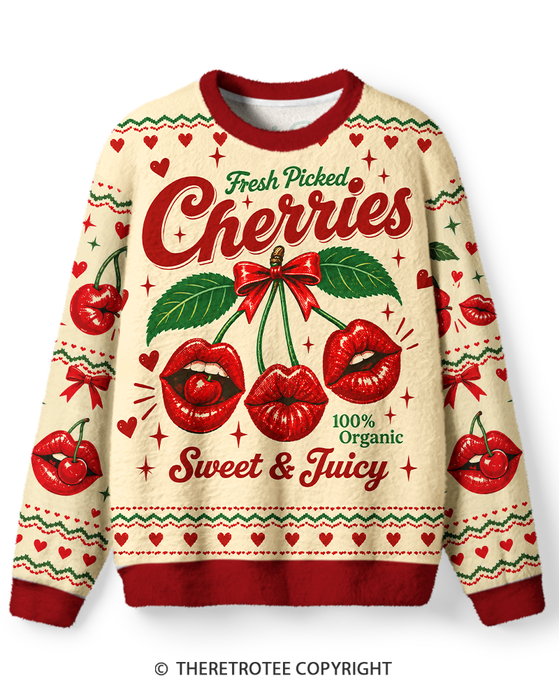TheRetroTee Luscious Cherry Lips Sweater