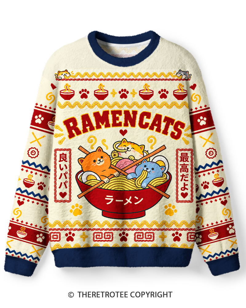 TheRetroTee Ramen Noodle Cats Sweater