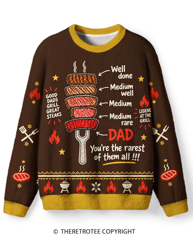 TheRetroTee Rare Dad Grill Steak Sweater