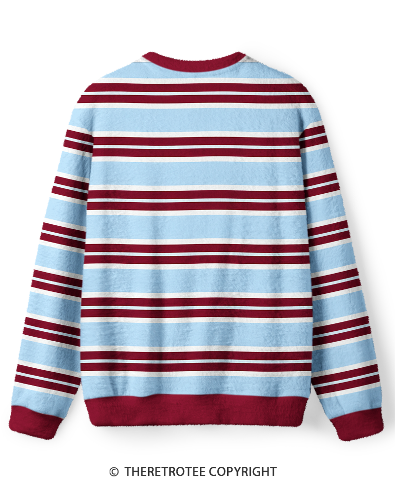 TheRetroTee Vintage 1970s Weekend Sky Blue Stripe Sweater