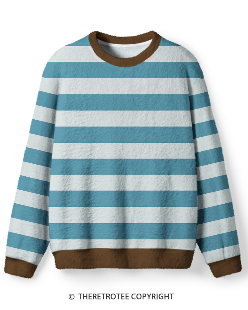 TheRetroTee Vintage 1970s Coastal Aqua Stripe Sweater