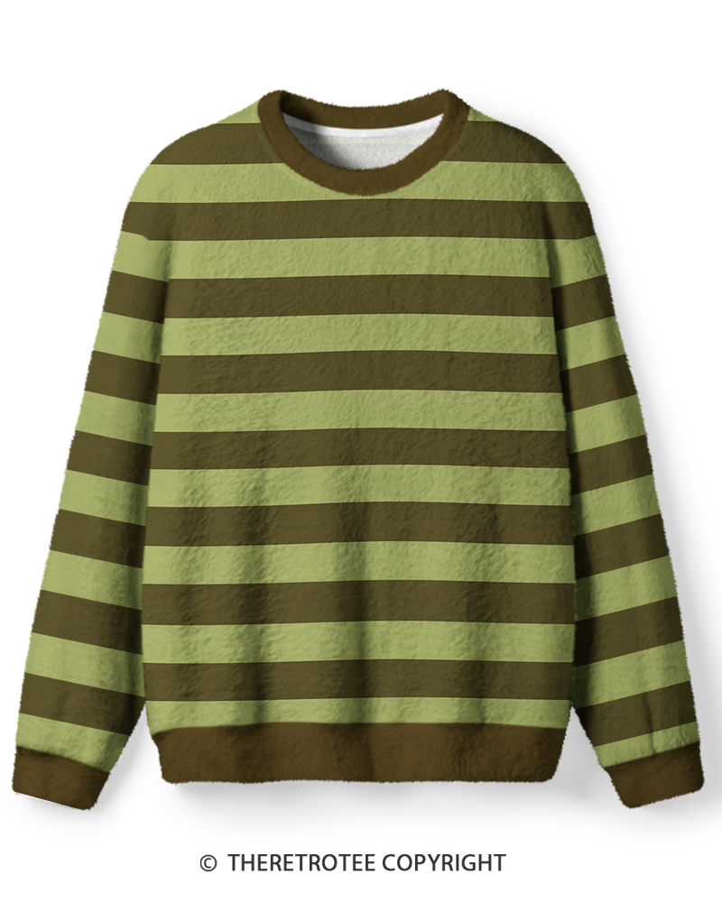TheRetroTee Vintage 1970s Sage Olive Stripe Sweater