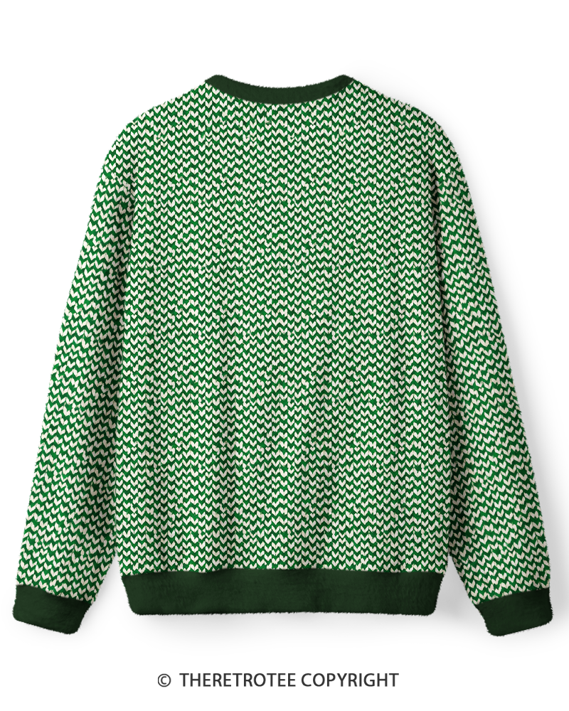 TheRetroTee Vintage 1970s Forest Green Ivory Chevron Sweater