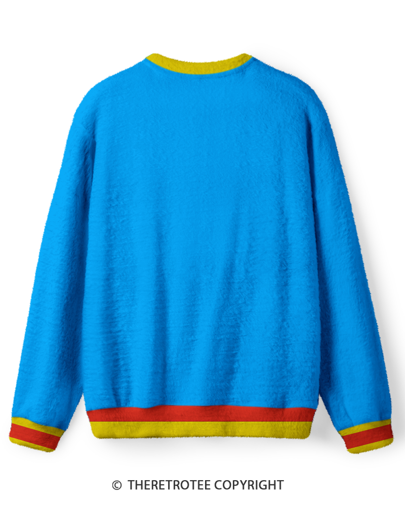TheRetroTee Vintage 1980s Electric Blue Contrast Trim Sweater