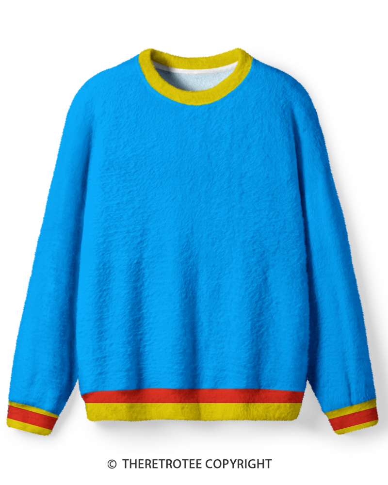 TheRetroTee Vintage 1980s Electric Blue Contrast Trim Sweater