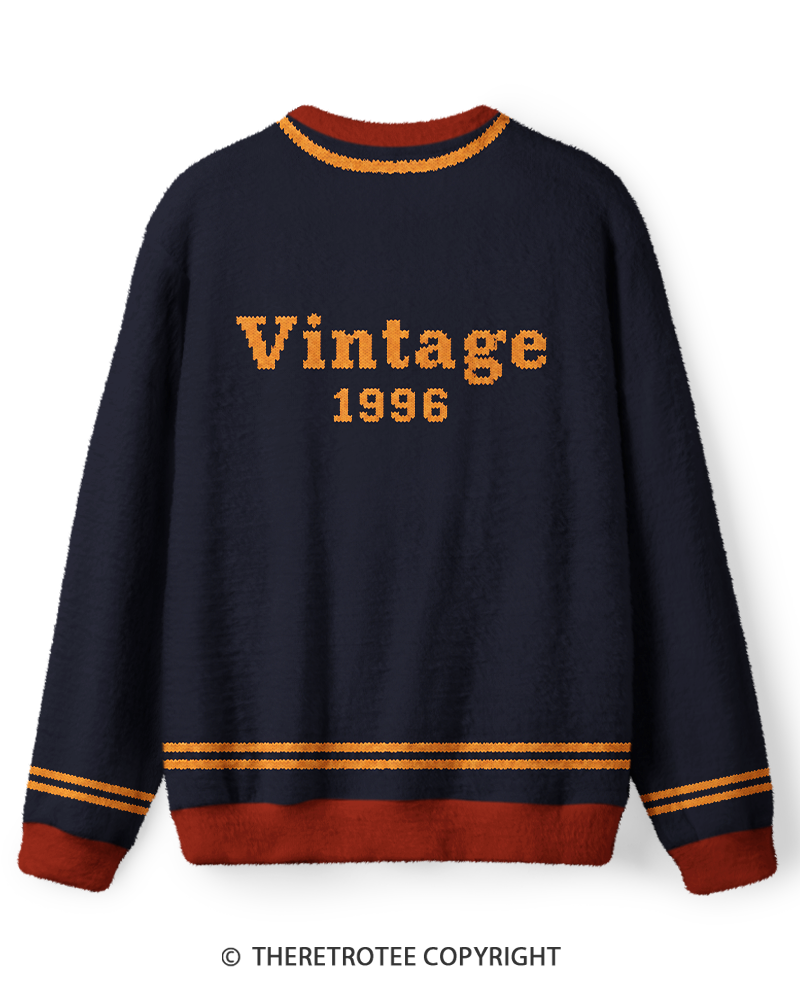 TheRetroTee Vintage 1996 Classic Collegiate Navy Gold Sweater