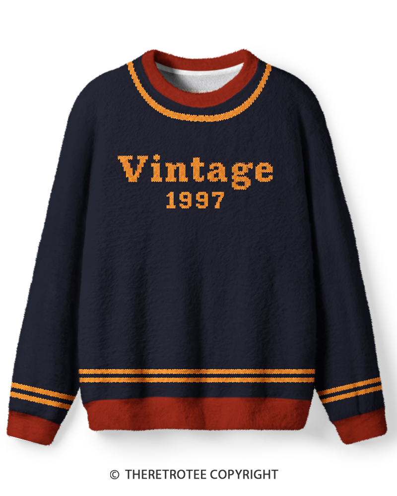 TheRetroTee Vintage 1997 Classic Collegiate Navy Gold Sweater