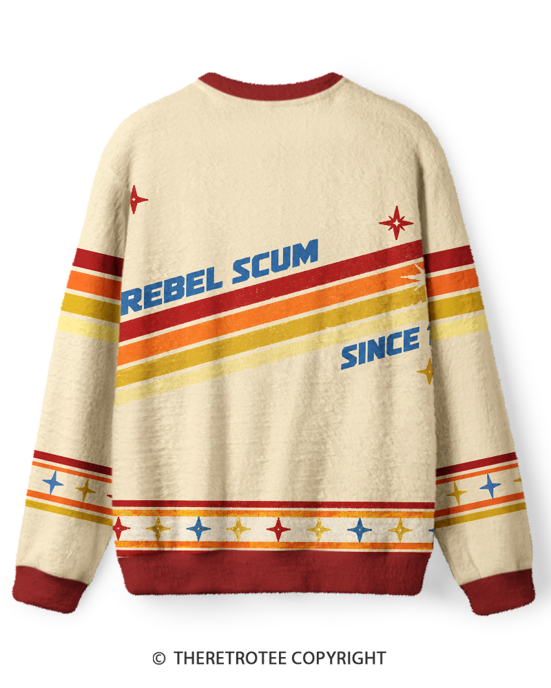 TheRetroTee Vintage 1970s Cream Rebel Scum Screen-Inspired Sweater