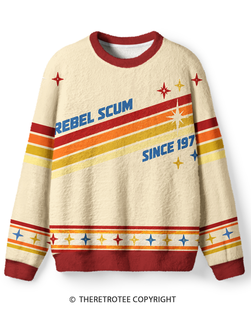 TheRetroTee Vintage 1970s Cream Rebel Scum Screen-Inspired Sweater