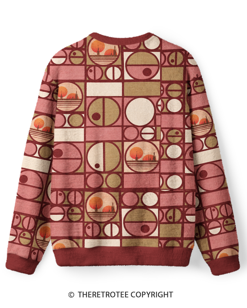 TheRetroTee Vintage 1970s Rose Mod Sunset Screen-Inspired Sweater