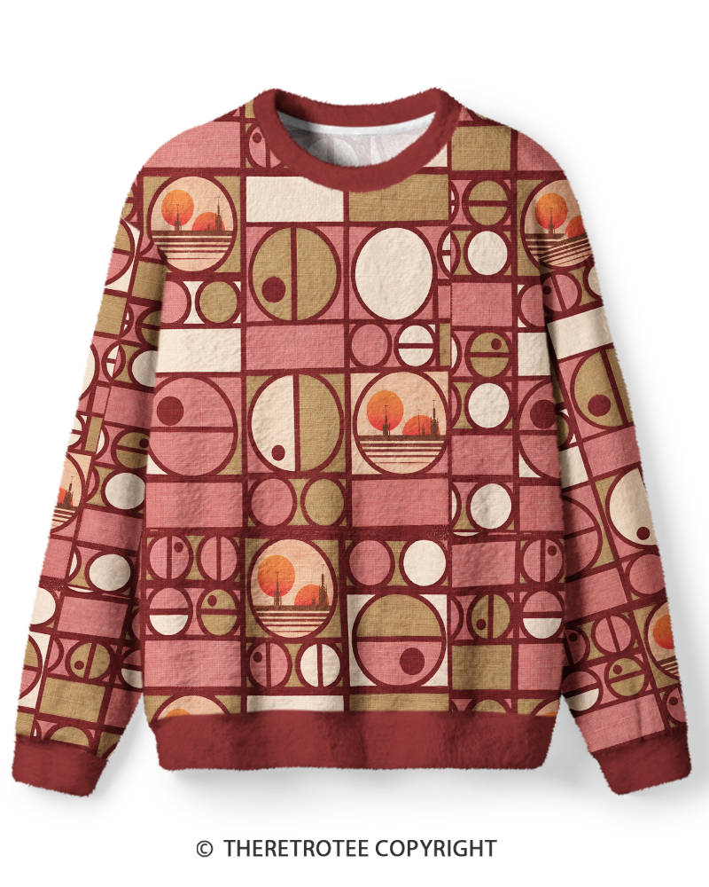 TheRetroTee Vintage 1970s Rose Mod Sunset Screen-Inspired Sweater