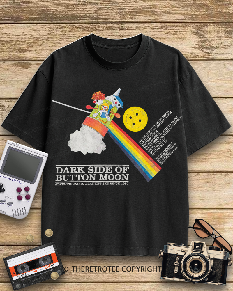 TheRetroTee Dark Side Of Button Moon 1970s Cotton T-Shirt