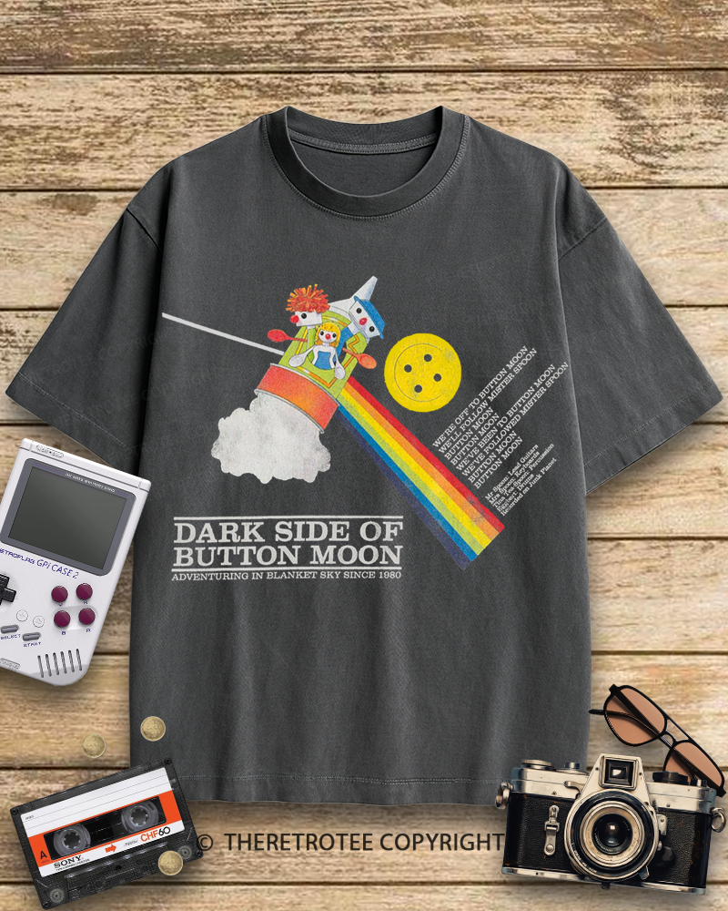 TheRetroTee Dark Side Of Button Moon 1970s Cotton T-Shirt