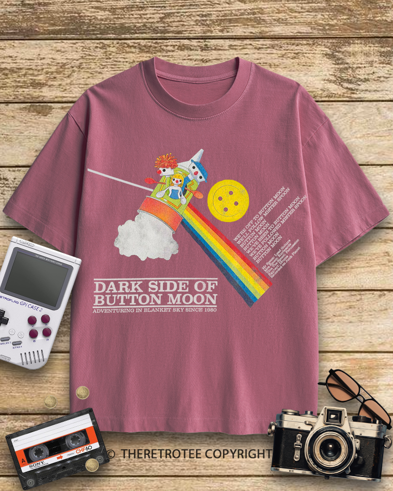 TheRetroTee Dark Side Of Button Moon 1970s Cotton T-Shirt