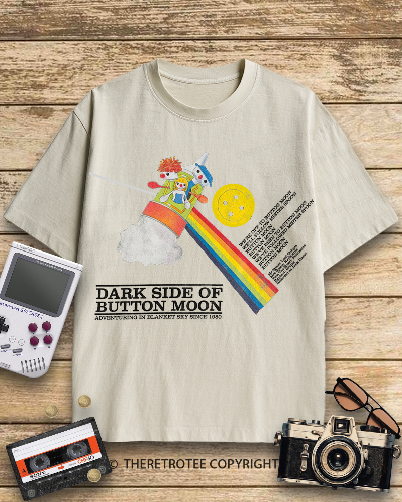 TheRetroTee Dark Side Of Button Moon 1970s Cotton T-Shirt