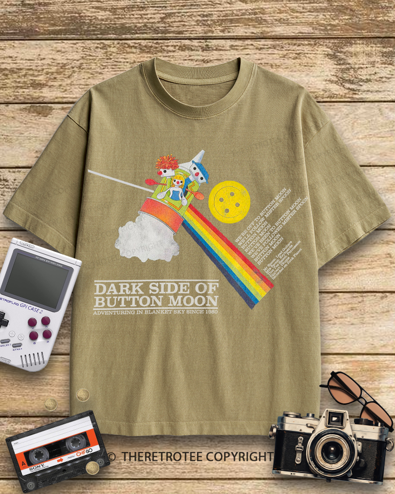 TheRetroTee Dark Side Of Button Moon 1970s Cotton T-Shirt