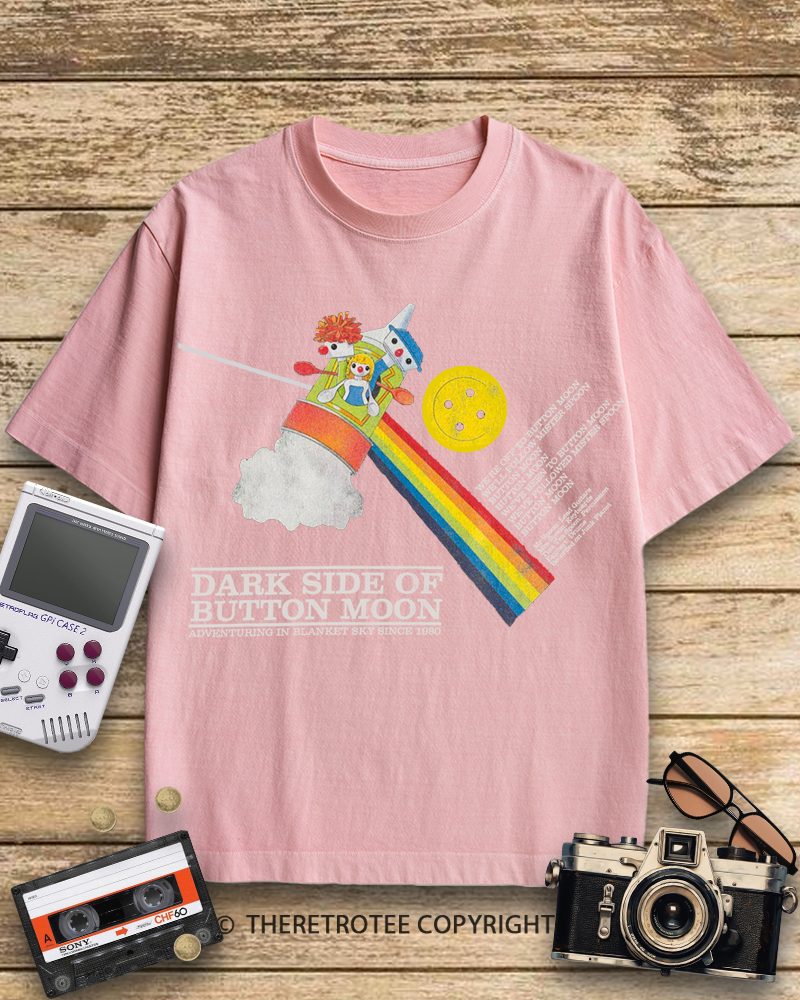 TheRetroTee Dark Side Of Button Moon 1970s Cotton T-Shirt