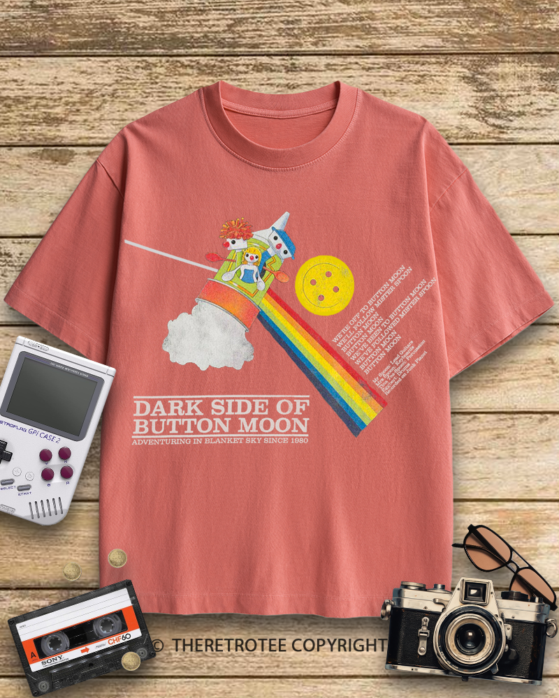 TheRetroTee Dark Side Of Button Moon 1970s Cotton T-Shirt
