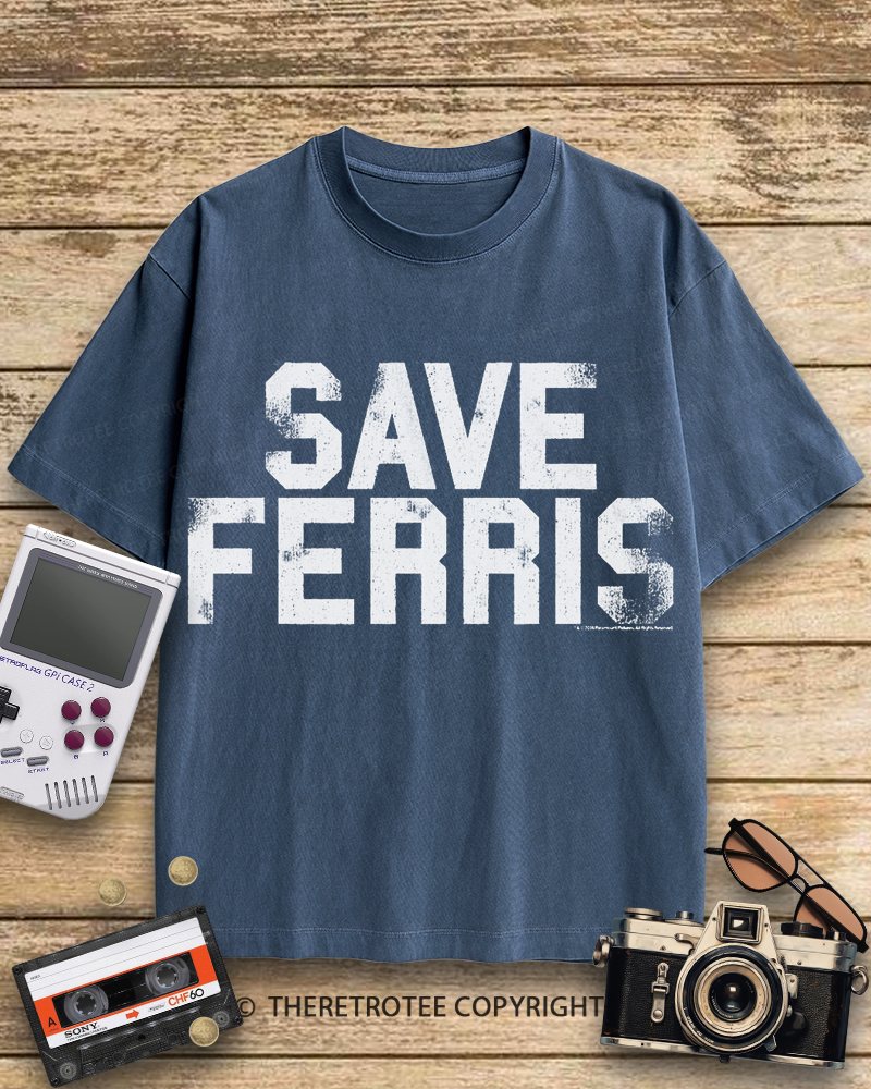 TheRetroTee Save Ferris 1980s Cotton T-Shirt