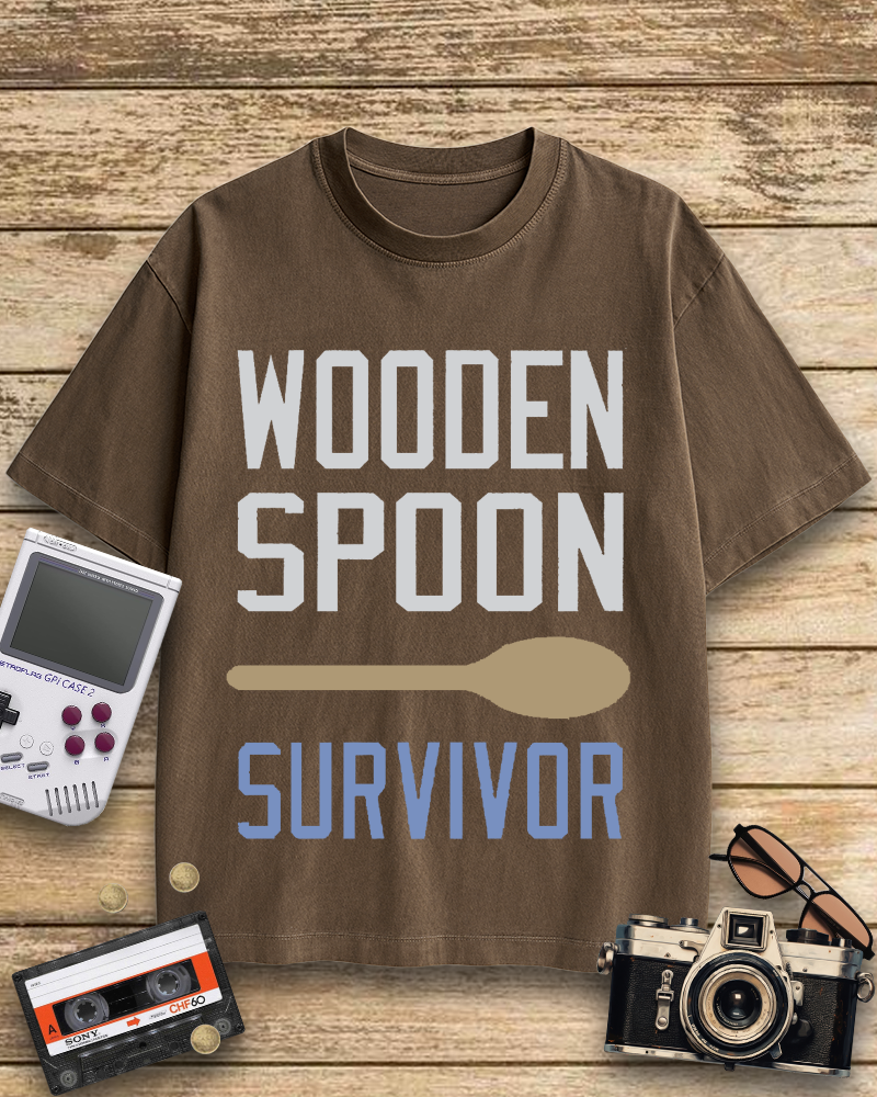 TheRetroTee Wooden Spoon Survivor 2000s Cotton T-Shirt