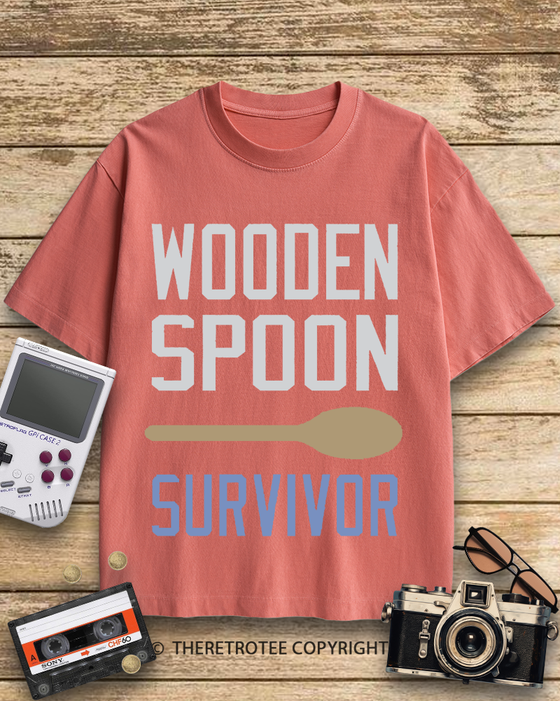 TheRetroTee Wooden Spoon Survivor 2000s Cotton T-Shirt