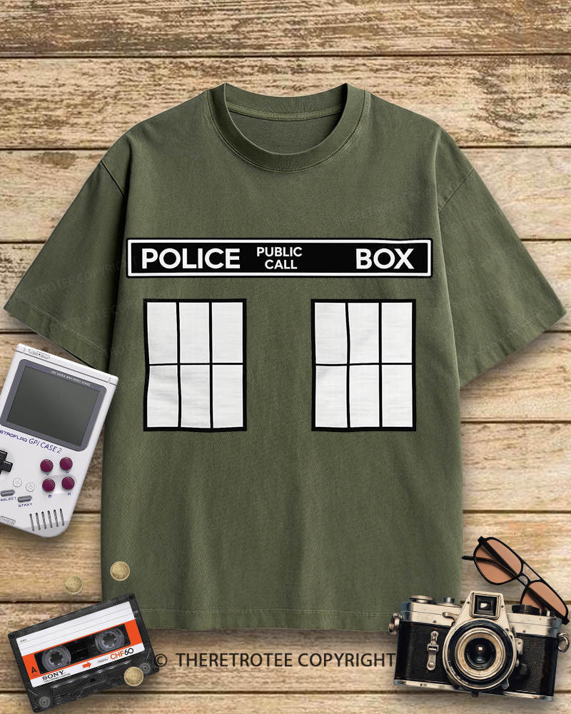 TheRetroTee Police Public Call Box 1960s Cotton T-Shirt