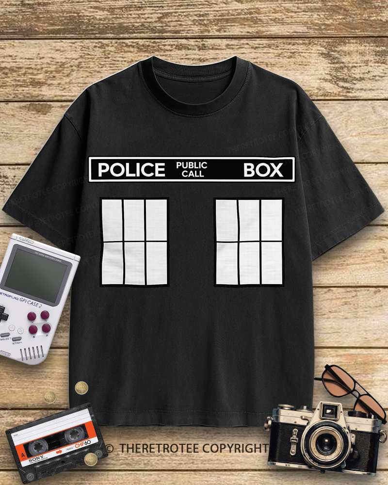TheRetroTee Police Public Call Box 1960s Cotton T-Shirt