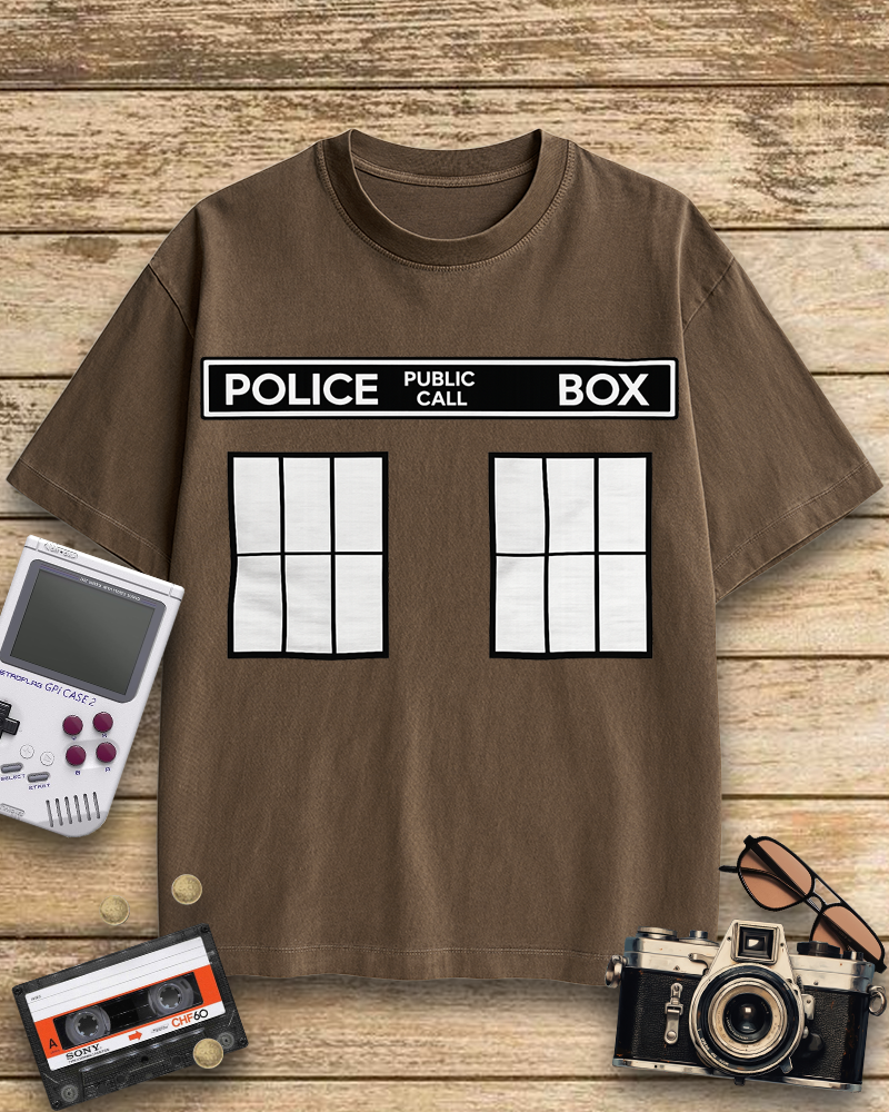 TheRetroTee Police Public Call Box 1960s Cotton T-Shirt