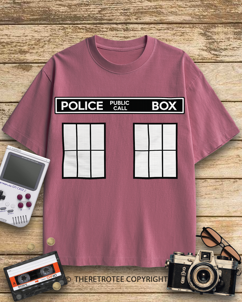 TheRetroTee Police Public Call Box 1960s Cotton T-Shirt