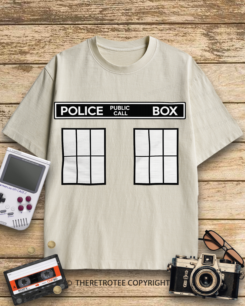 TheRetroTee Police Public Call Box 1960s Cotton T-Shirt