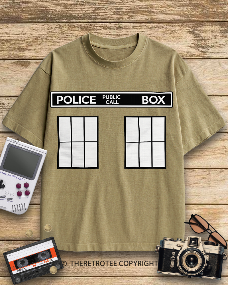 TheRetroTee Police Public Call Box 1960s Cotton T-Shirt