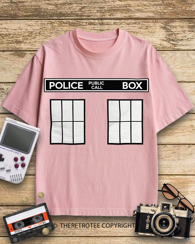 TheRetroTee Police Public Call Box 1960s Cotton T-Shirt