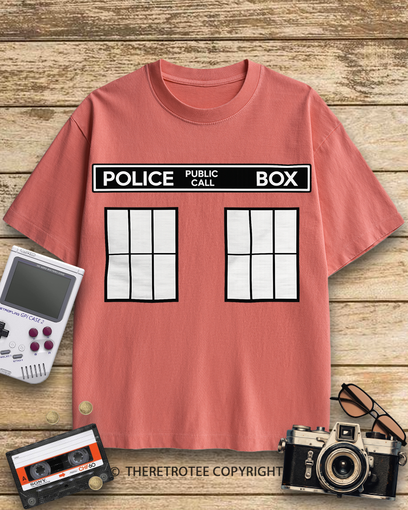 TheRetroTee Police Public Call Box 1960s Cotton T-Shirt