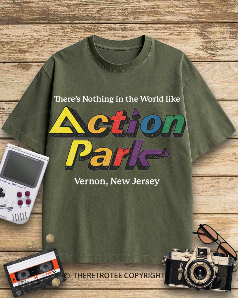 TheRetroTee Action Park Amusement Park 1980s Cotton T-Shirt
