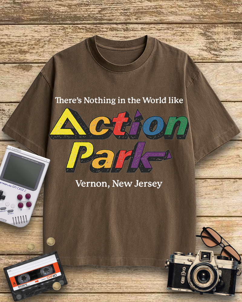 TheRetroTee Action Park Amusement Park 1980s Cotton T-Shirt