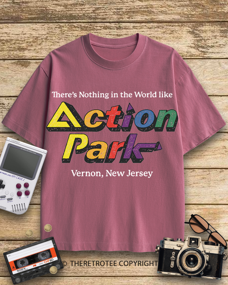 TheRetroTee Action Park Amusement Park 1980s Cotton T-Shirt