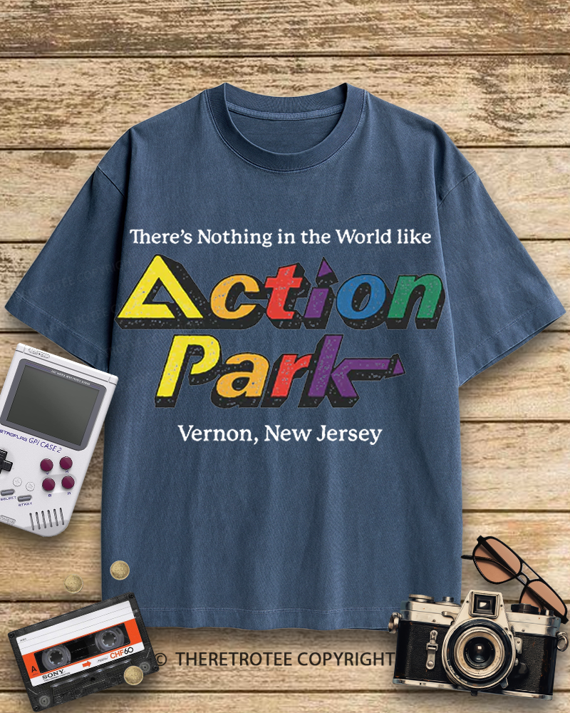 TheRetroTee Action Park Amusement Park 1980s Cotton T-Shirt