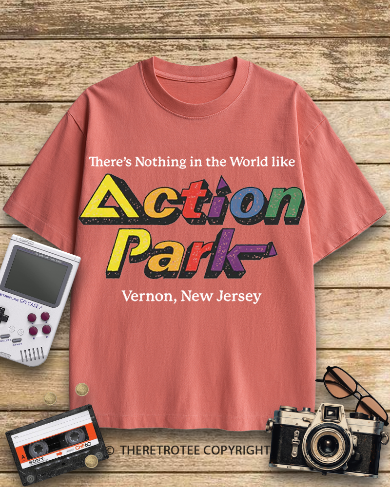 TheRetroTee Action Park Amusement Park 1980s Cotton T-Shirt