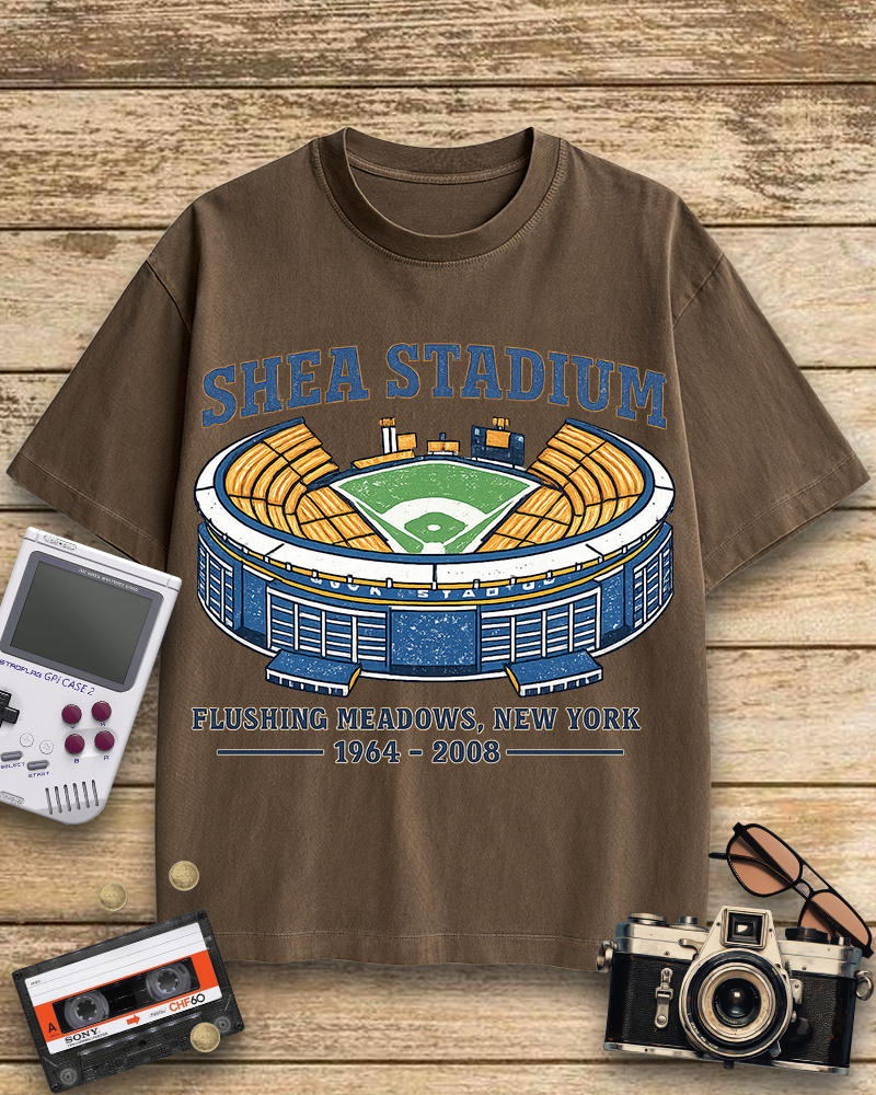 TheRetroTee Shea Stadium 1970s Cotton T-Shirt