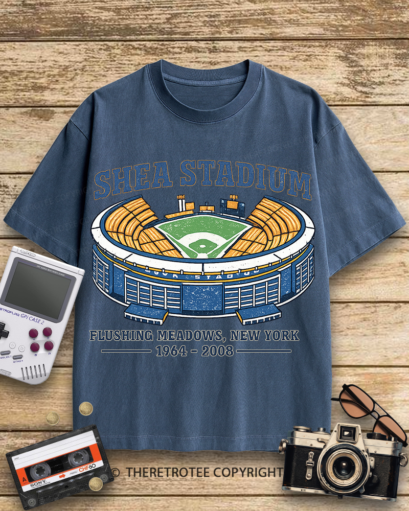TheRetroTee Shea Stadium 1970s Cotton T-Shirt