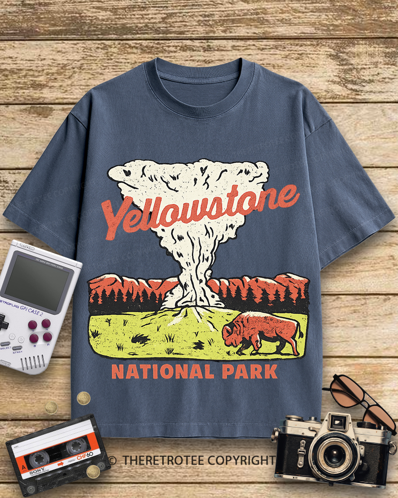 TheRetroTee Yellowstone National Park Old Faithful 1940s Cotton T-Shirt